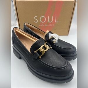 SOUL Naturalizer Women’s Onyx Black Slip On Lug Loafers SZ 8.5M NEW W/Box